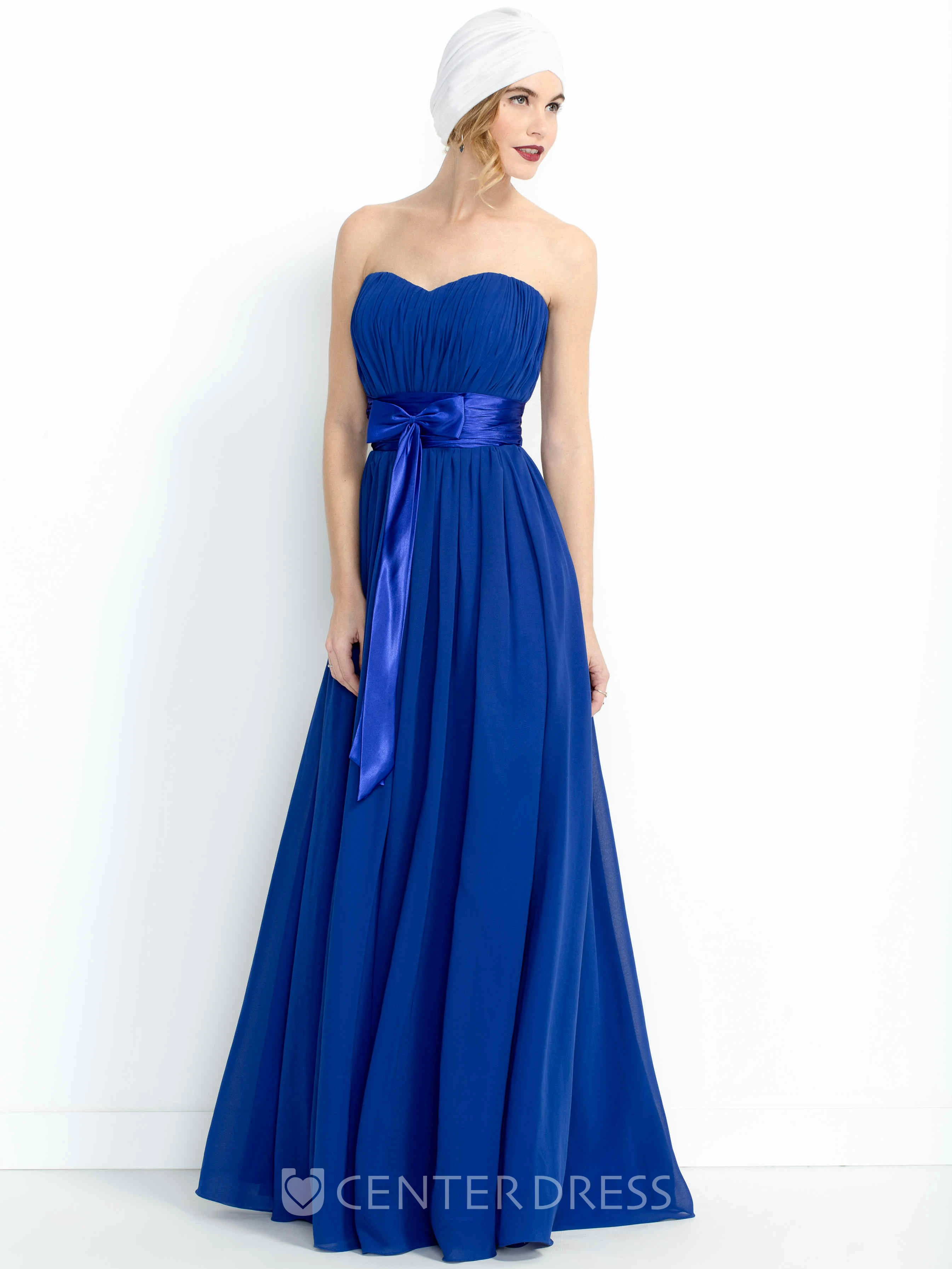A-Line Ruched Strapless Chiffon Bridesmaid Dress With Bow
