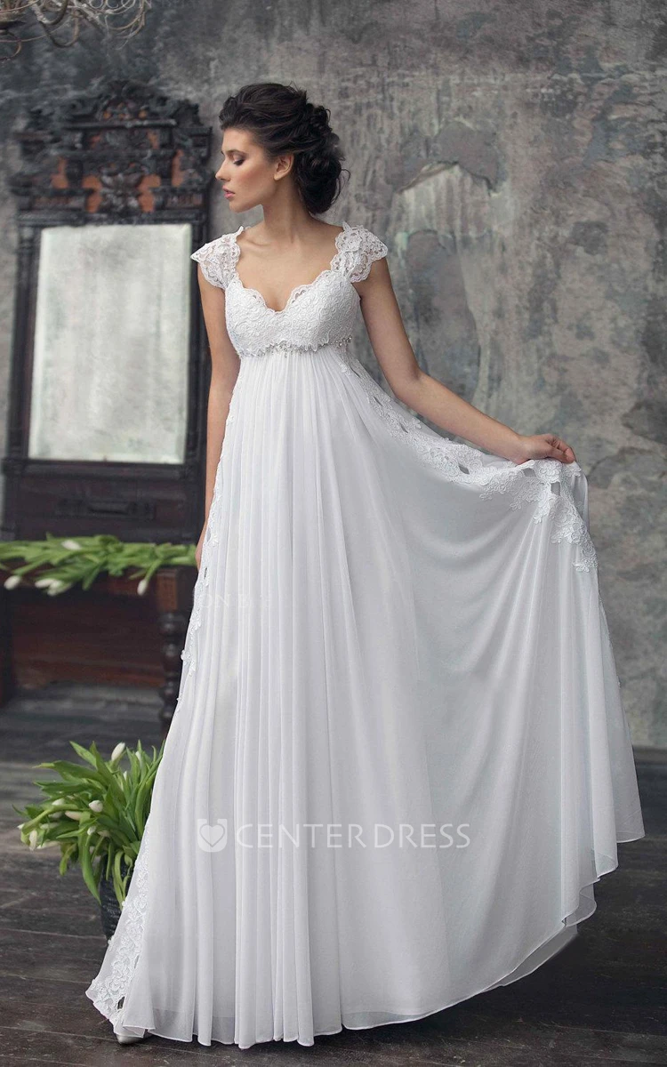 Lace Cap Sleeve Wedding Dresses - UCenter Dress