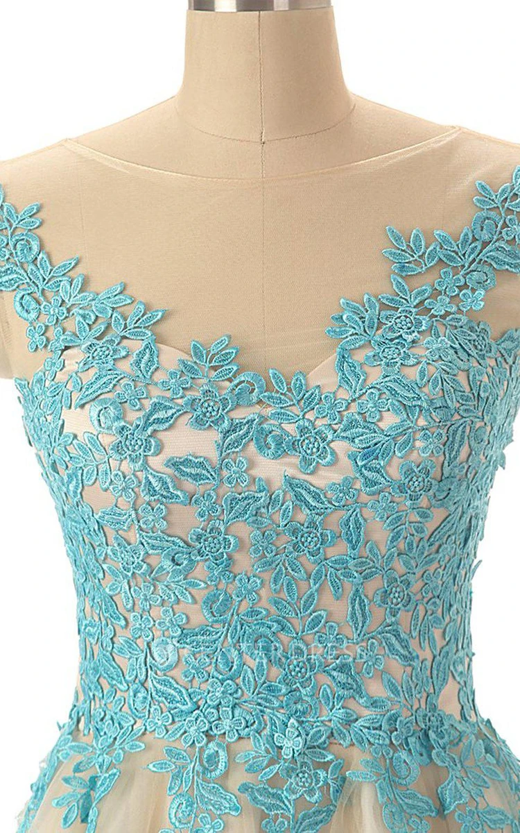 Magical A-line Tulle Short Dress With Lace Appliques