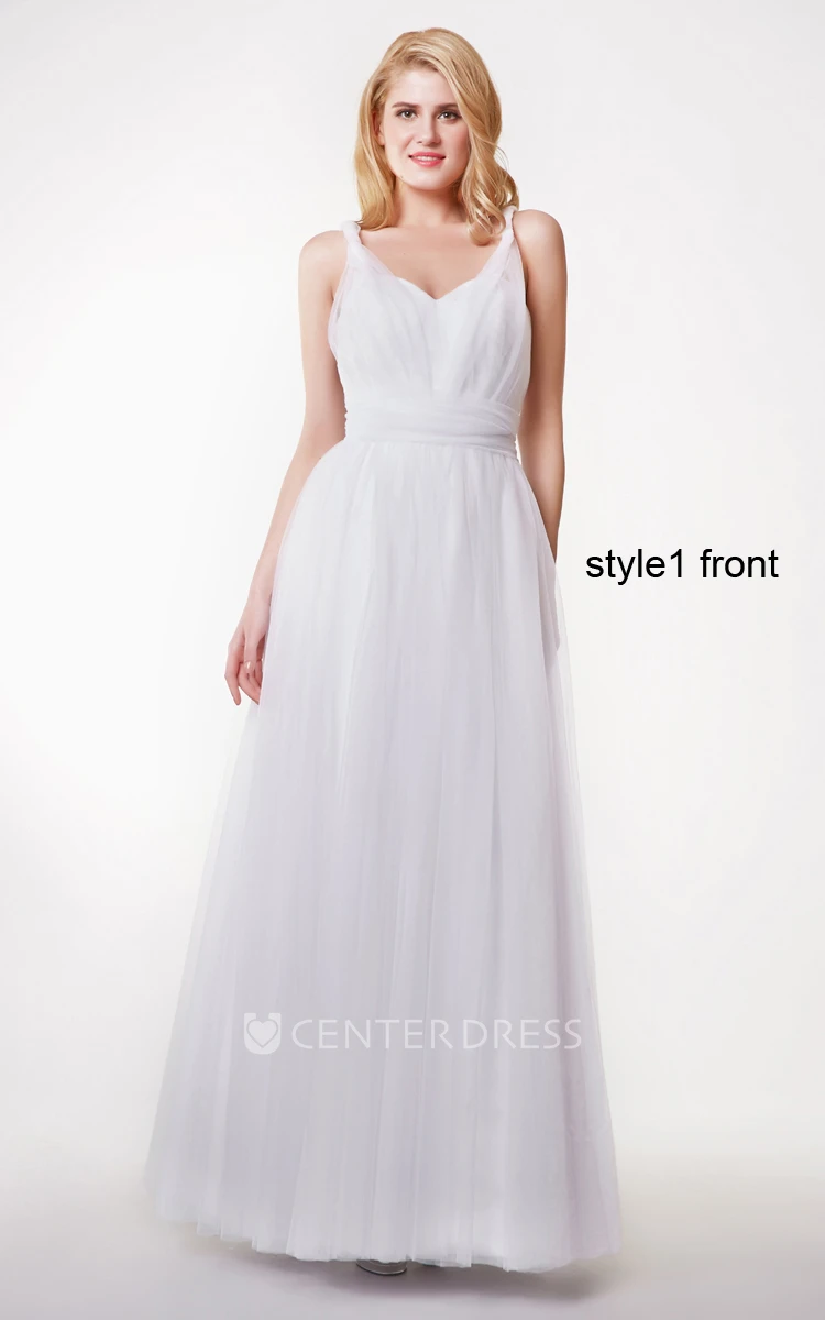 Stunning Sweetheart Long Convertible Tulle Dress With Pleats