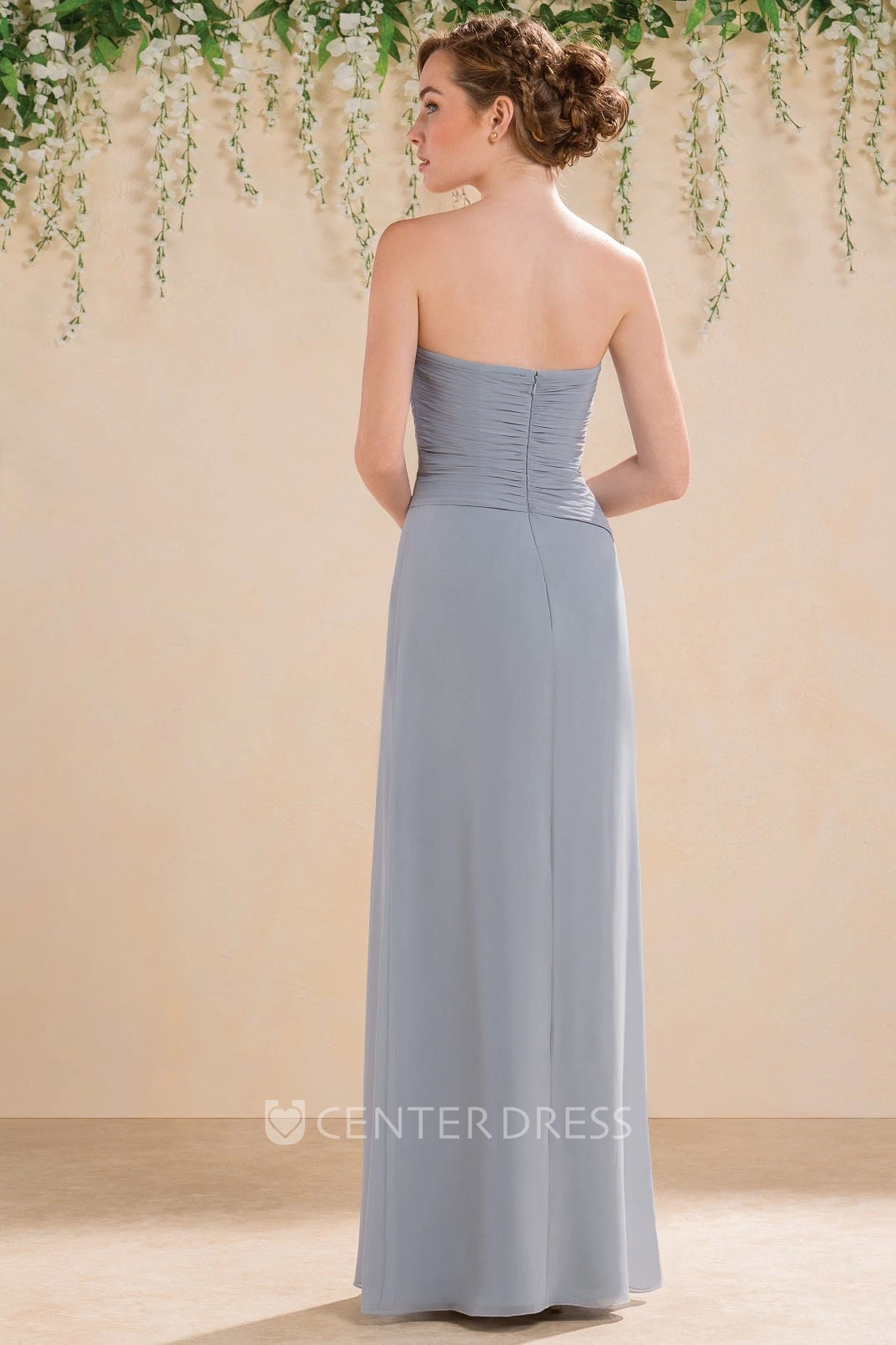 Sweetheart A-Line Floor-Length Gown With Crisscrossed Ruches