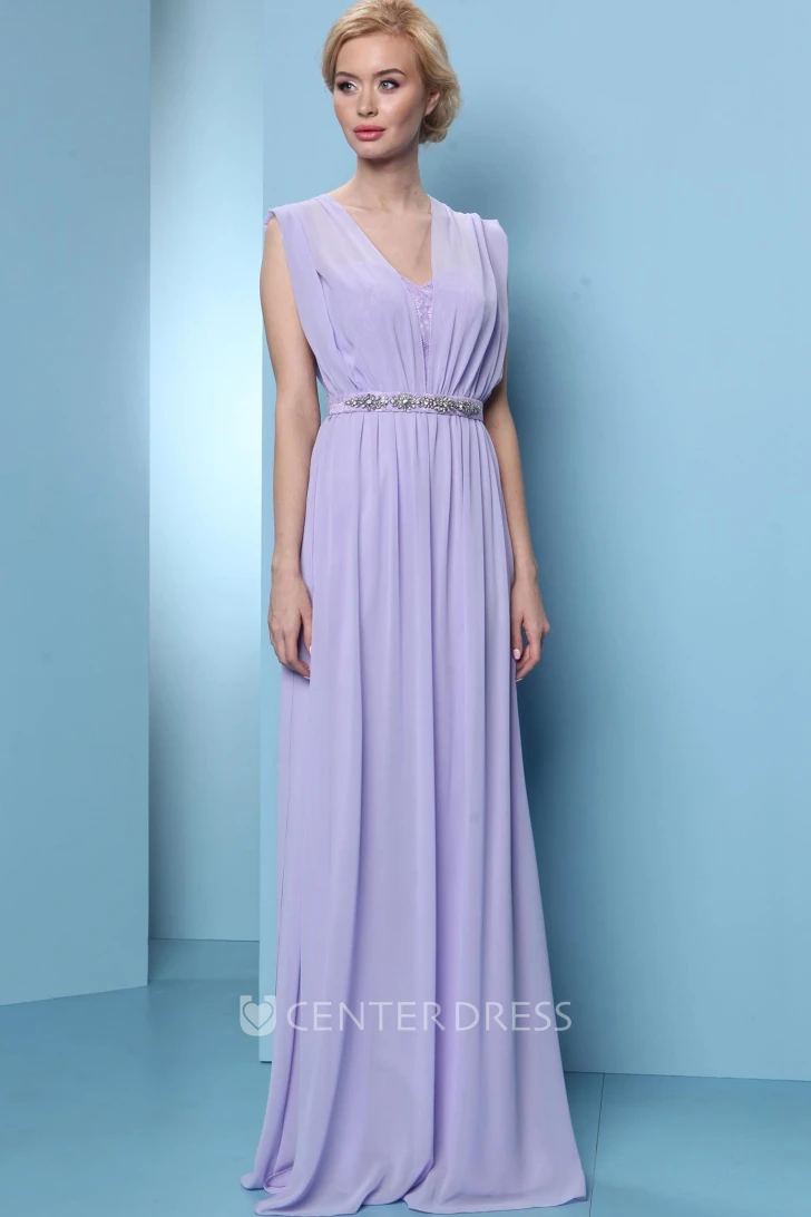 Floor-Length Appliqued Sweetheart Sleeveless Chiffon Bridesmaid Dress