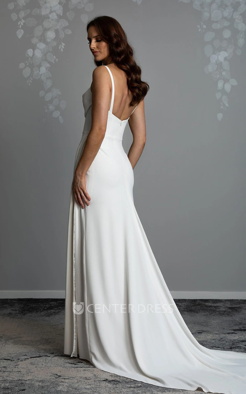 Scoop Neckline Sheath Jersey Wedding Dress with Spaghetti Straps Sheath Jersey Wedding Dress with Spaghetti Straps
