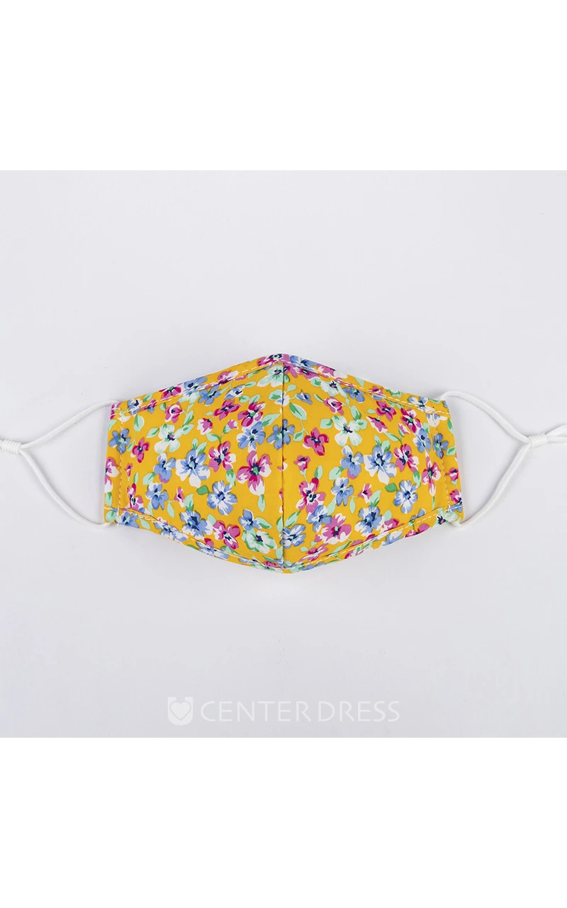 Non-medicial Cute Floral Patterned Cotton Washable Face Mask In 4 Colors