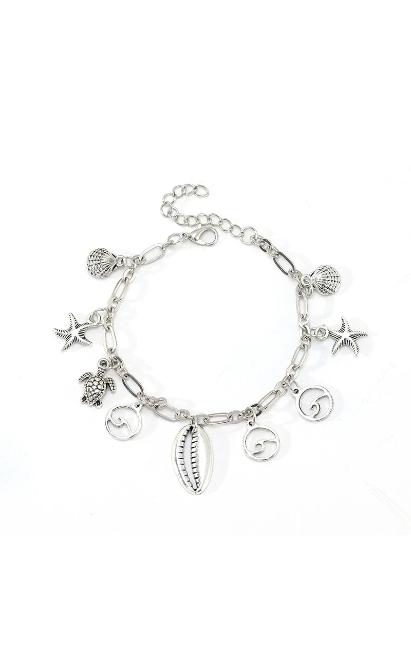 Beach Wedding Cute Anklet with Shell Starfish and Sea Turtle