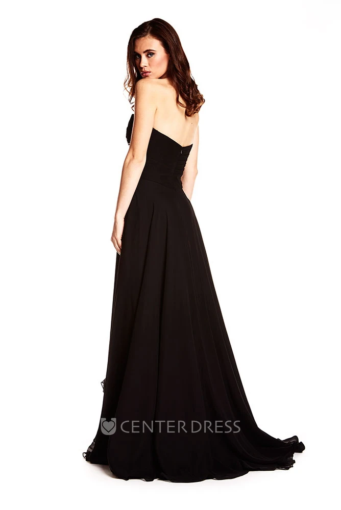 High-Low Sweetheart Sleeveless Sequined Chiffon Prom Dress