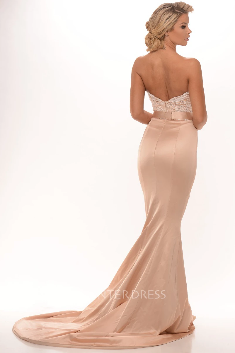 Mermaid Beaded Sleeveless Floor-Length Sweetheart Satin Prom Dress With Backless Style And Appliques