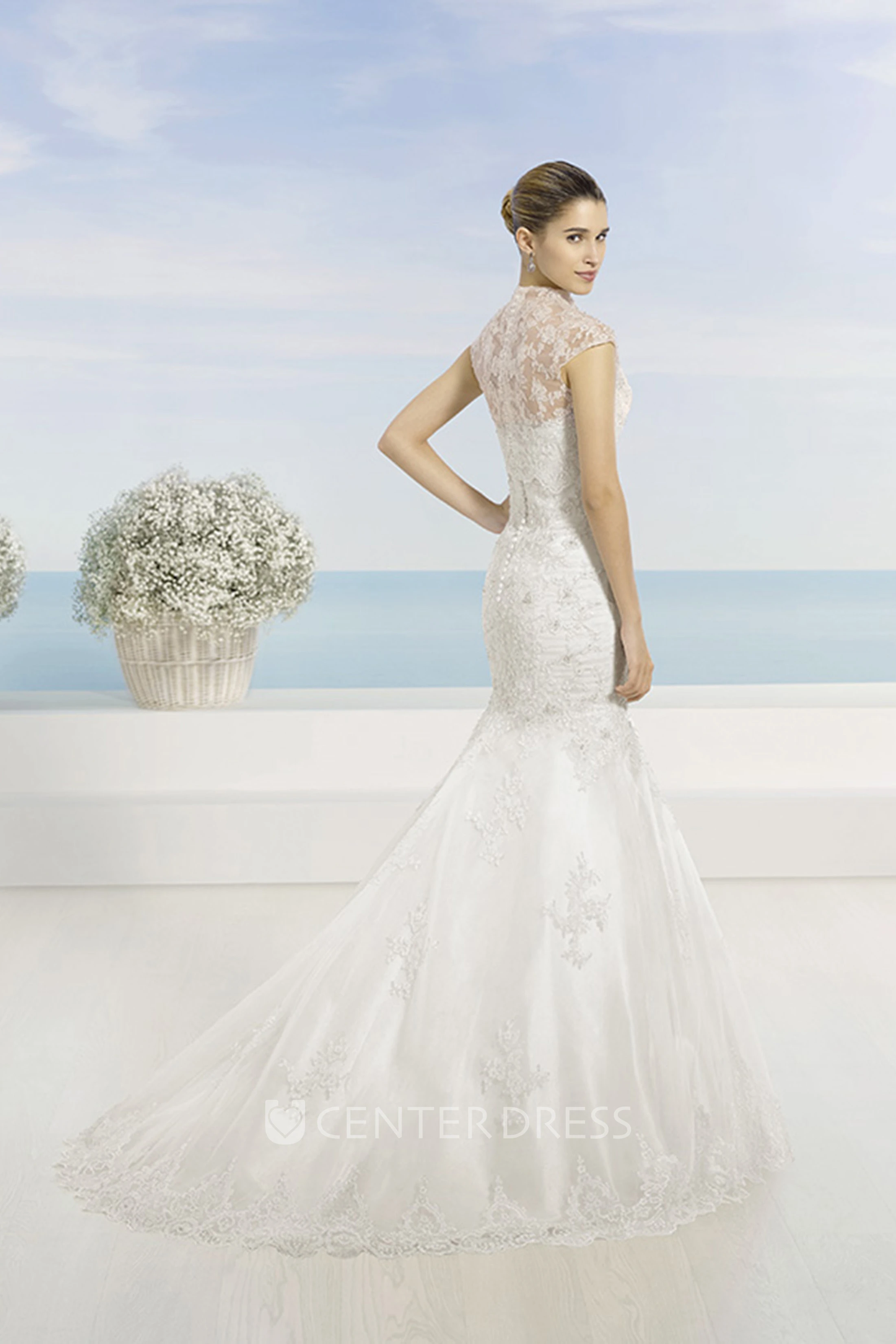 Mermaid Strapless Lace Wedding Dress With Illusion
