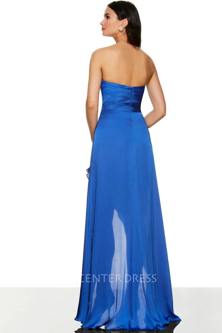 Maxi Sweetheart Sleeveless Criss-Cross Chiffon Bridesmaid Dress