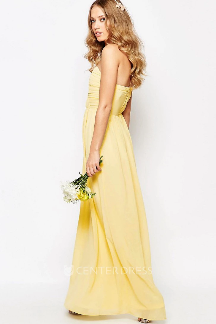 Sheath Sweetheart Ankle-Length Chiffon Bridesmaid Dress With Criss Cross And Zipper