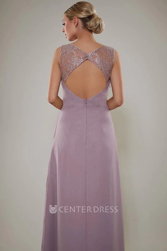V-Neck Empire Ruched Sleeveless Chiffon Bridesmaid Dress
