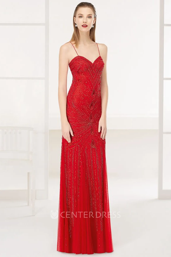 Spaghetti Straps Allover Sequin Long Prom Dress With Back Criss Cross Straps
