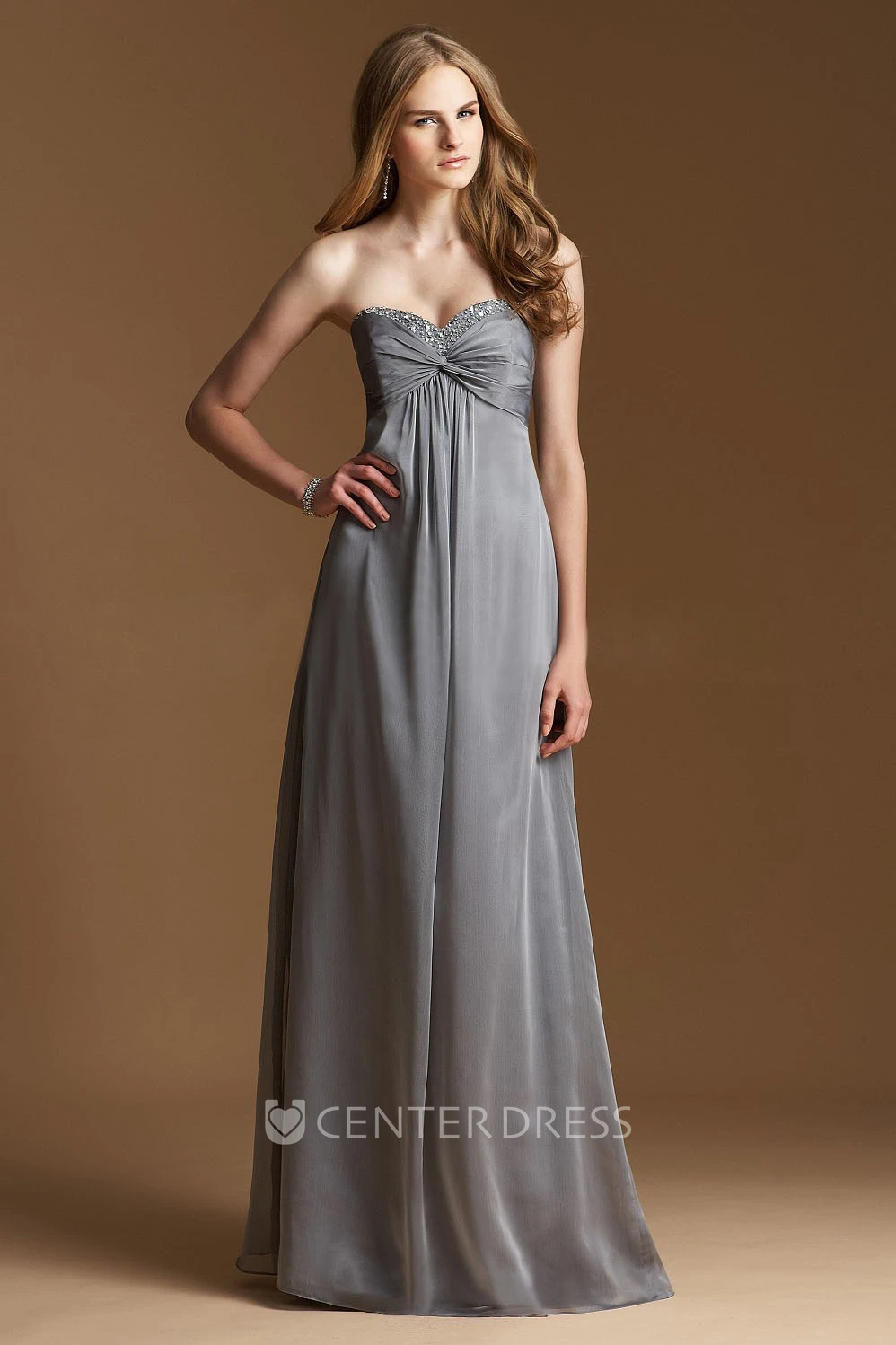 Sweetheart A-Line Empire Bridesmaid Dress With Beaded Neckline