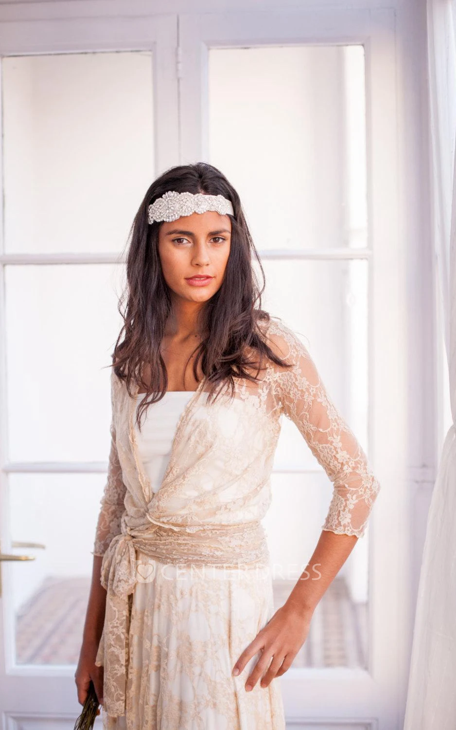 Floor-Length Long Sleeve Lace Weddig Dress