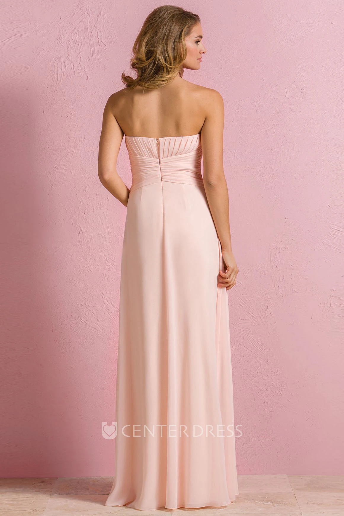 Sweetheart A-Line Empire Gown With Front Slit And Pleats