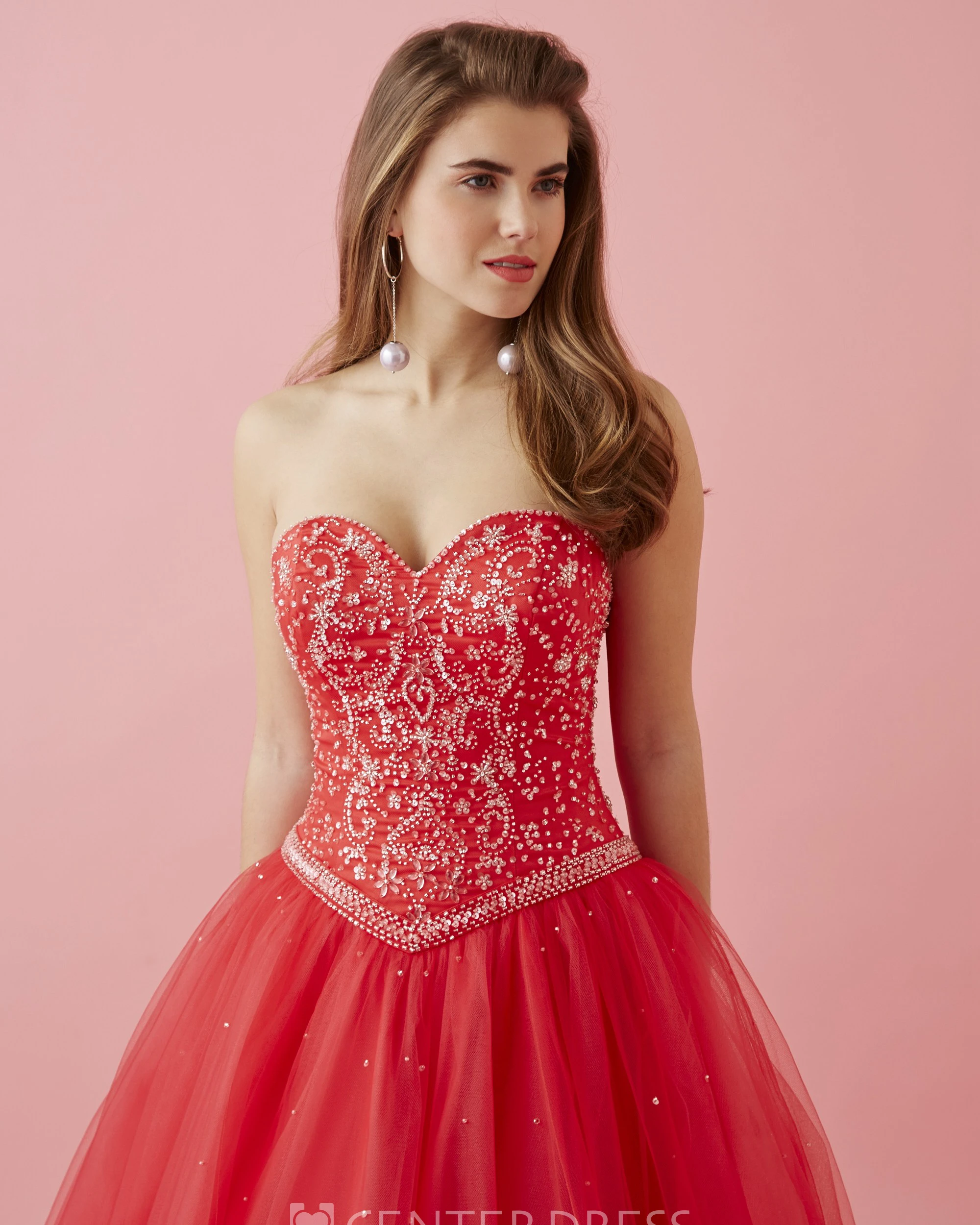 Ball Gown Sweetheart Sleeveless Tulle Lace-Up Dress With Beading