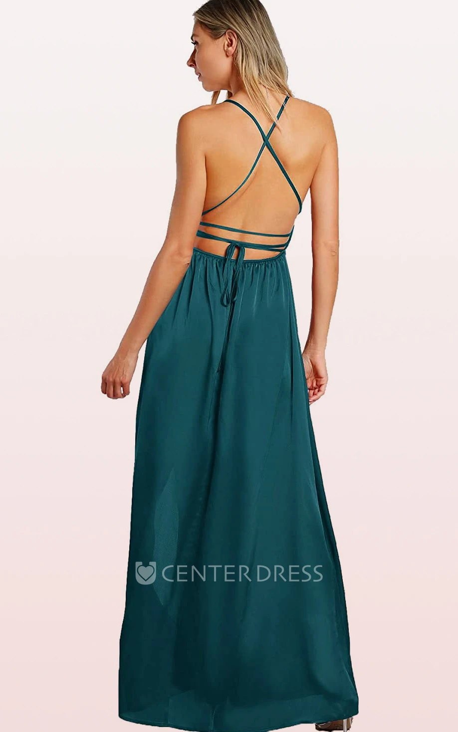 Sheath Sleeveless Tulle Casual Modern Tied Back Dress with Ruffles and Split Front