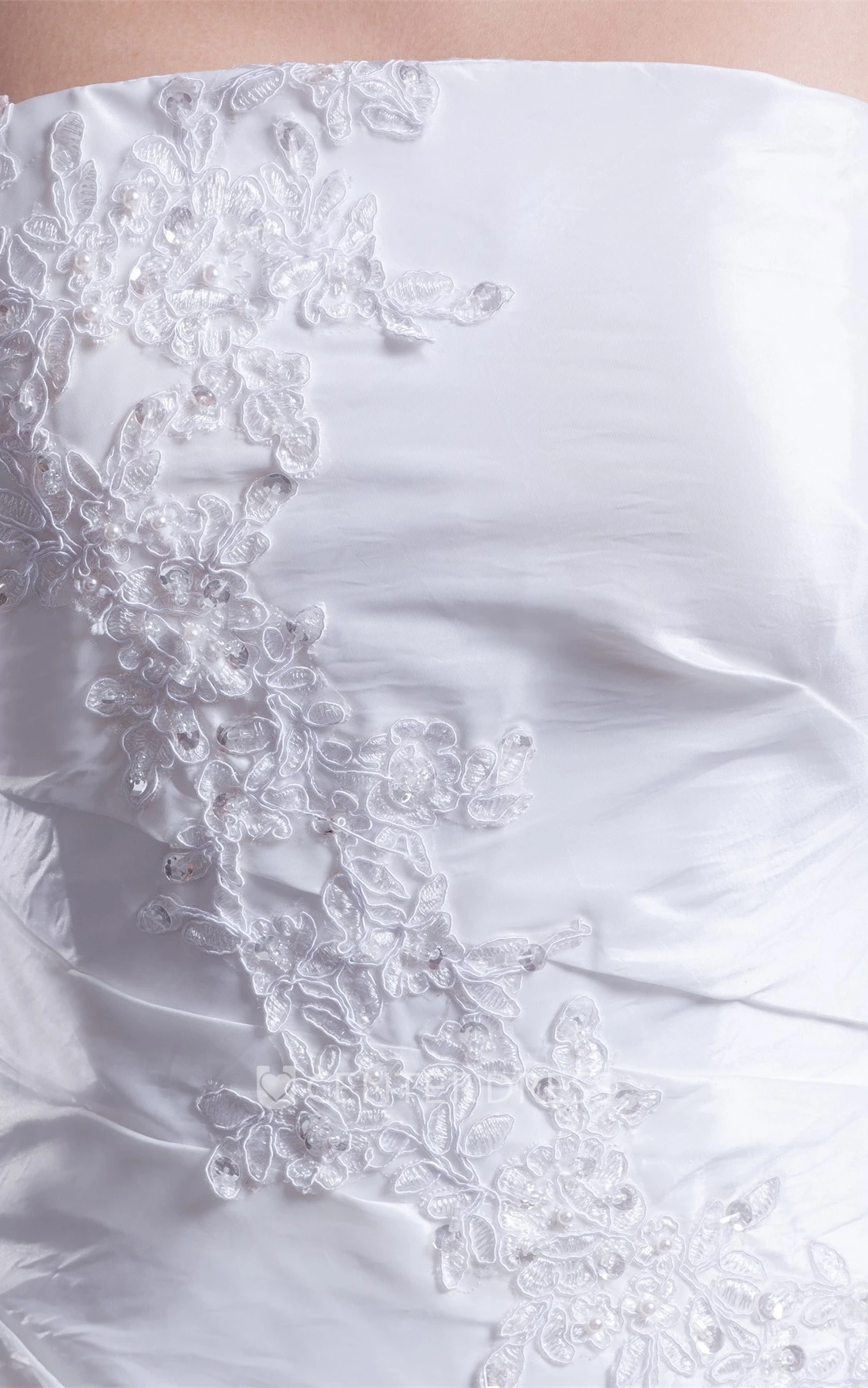 Strapless A-line Satin Wedding Dress with Corset Back and Appliques