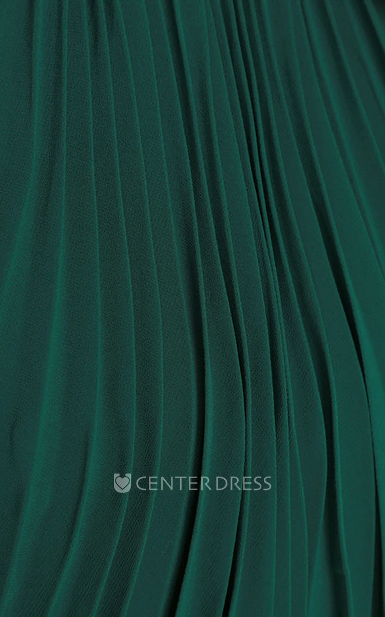 Chiffon Long Charming Sleeveless Dress With Pleats