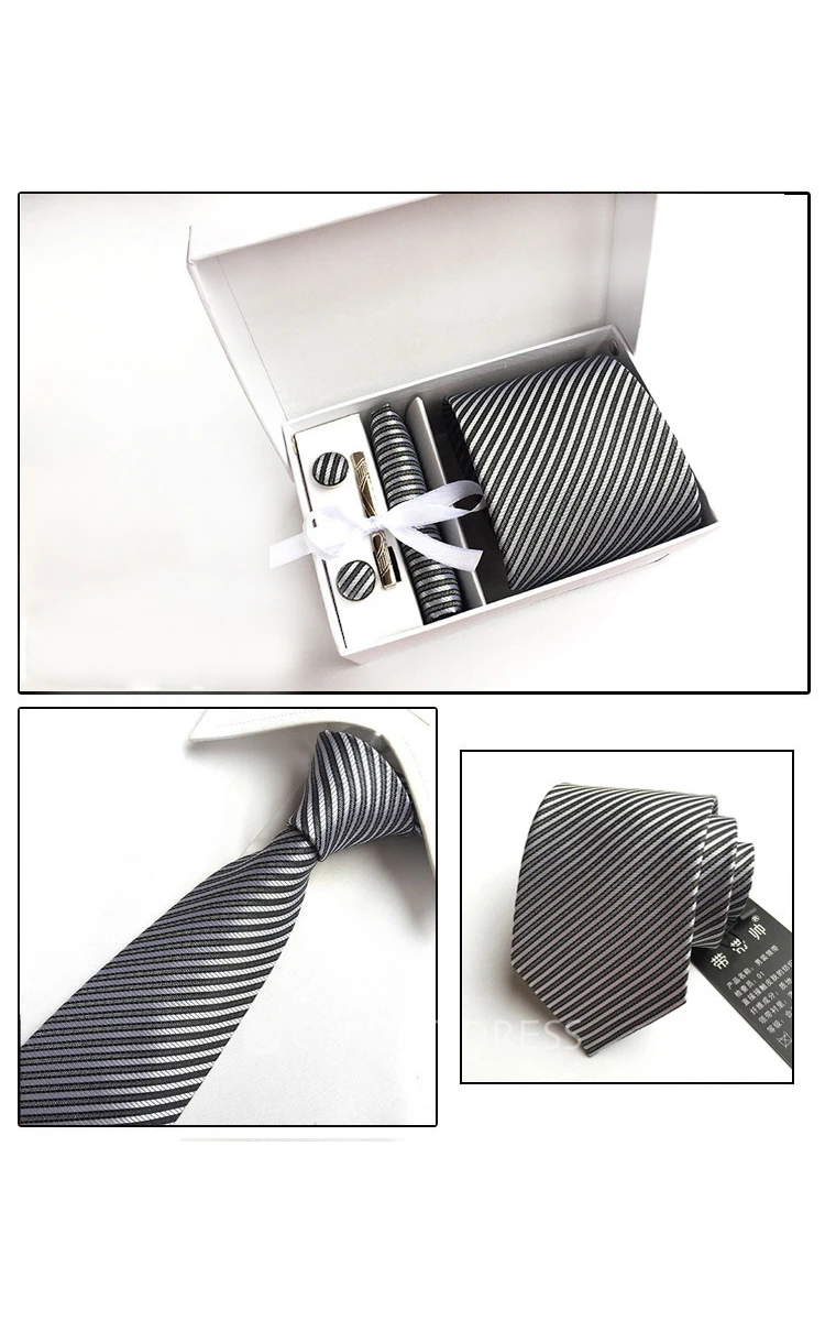 Satin Wide Tie and Pocket Square Combo Plus Cufflinks and Tie Clip Set-11 Color Options