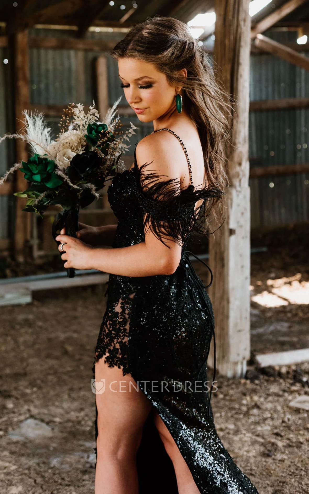 Mermaid Sequin Spaghetti Sleeveless Evening Dress with Split Front and Train Modern Sexy Dress