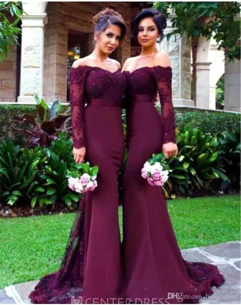 Mermaid Floor-length Off-the-shoulder Long Sleeve Beading Sequins Dress