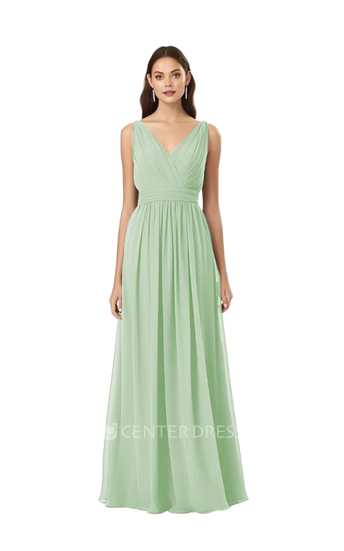 V-Neck Chiffon A-Line Bridesmaid Dress Romantic & Classy