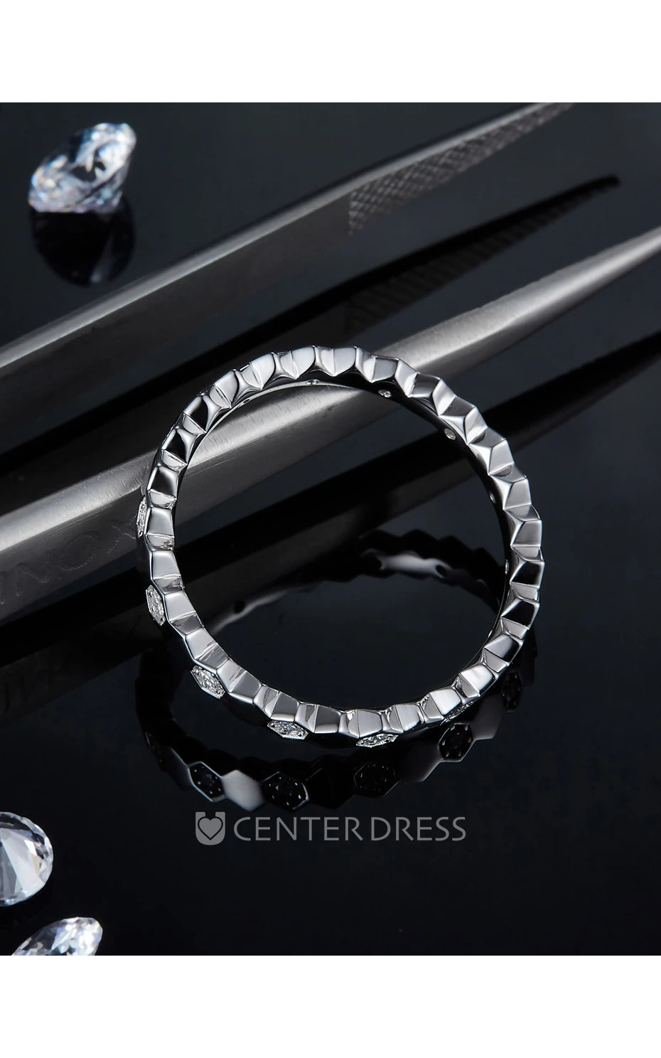 Honeycomb Moissanite Siver 925 Stackable Rings