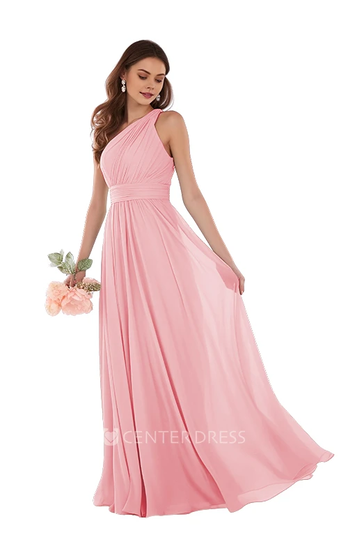 One-shoulder Chiffon Elegant A-Line Bridesmaid Dress