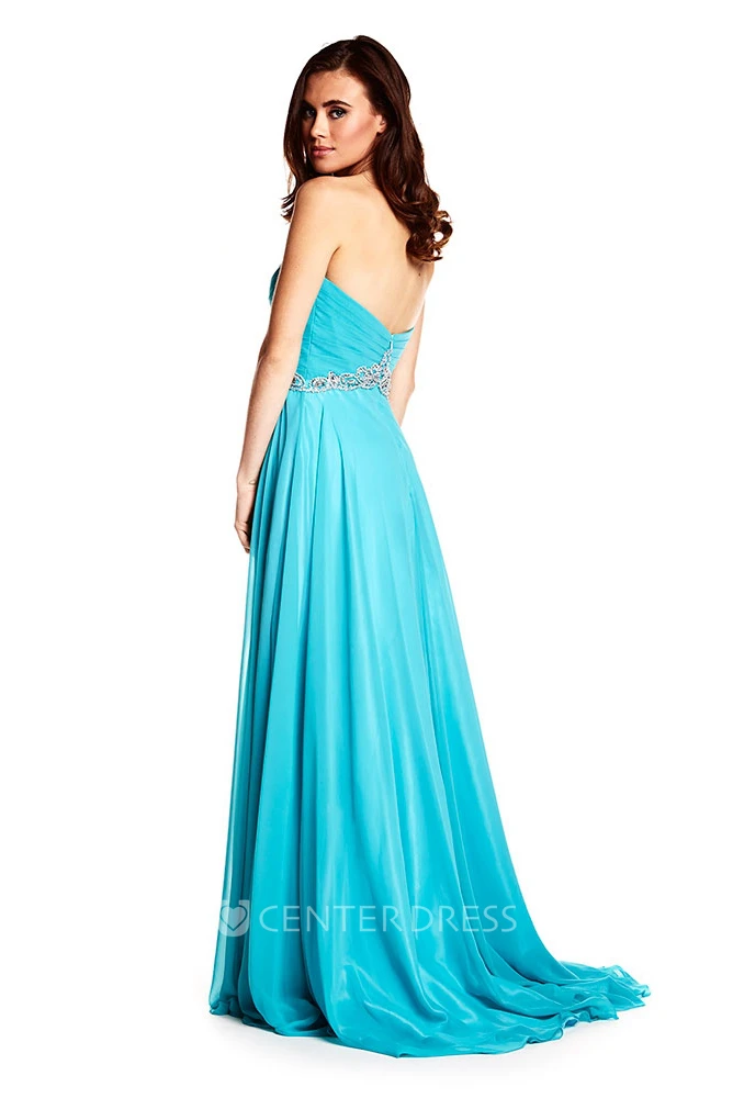 Floor-Length Sweetheart Criss-Cross Sleeveless Chiffon Prom Dress