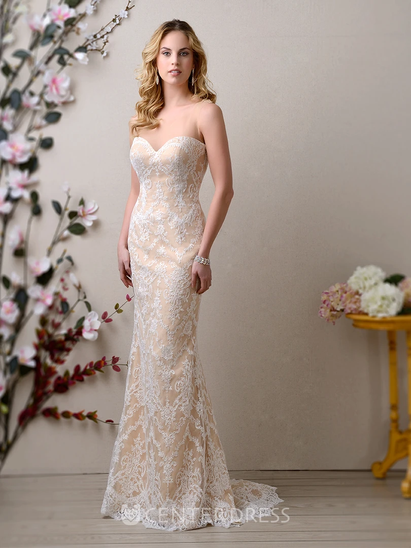 Elegant Lace Sweetheart Fit And Flare Bridal Gown