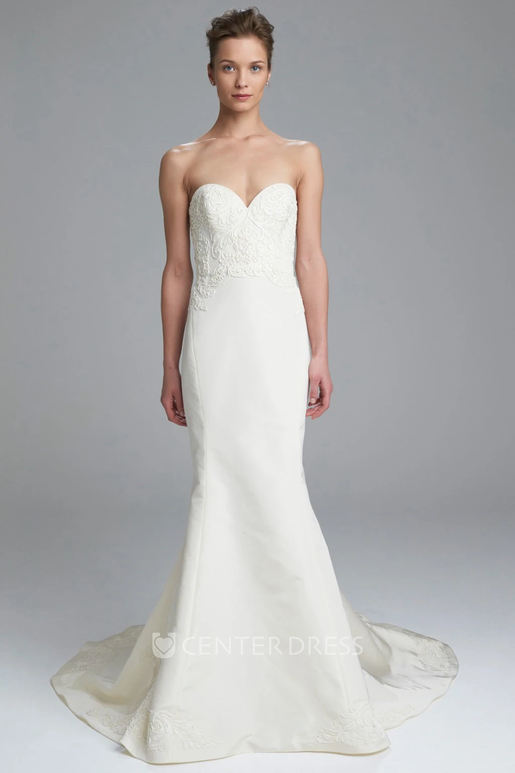 Sheath Sweetheart Maxi Satin Wedding Dress With Embroidery And V Back