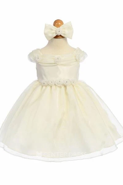 Tea-Length Floral Floral Organza Flower Girl Dress