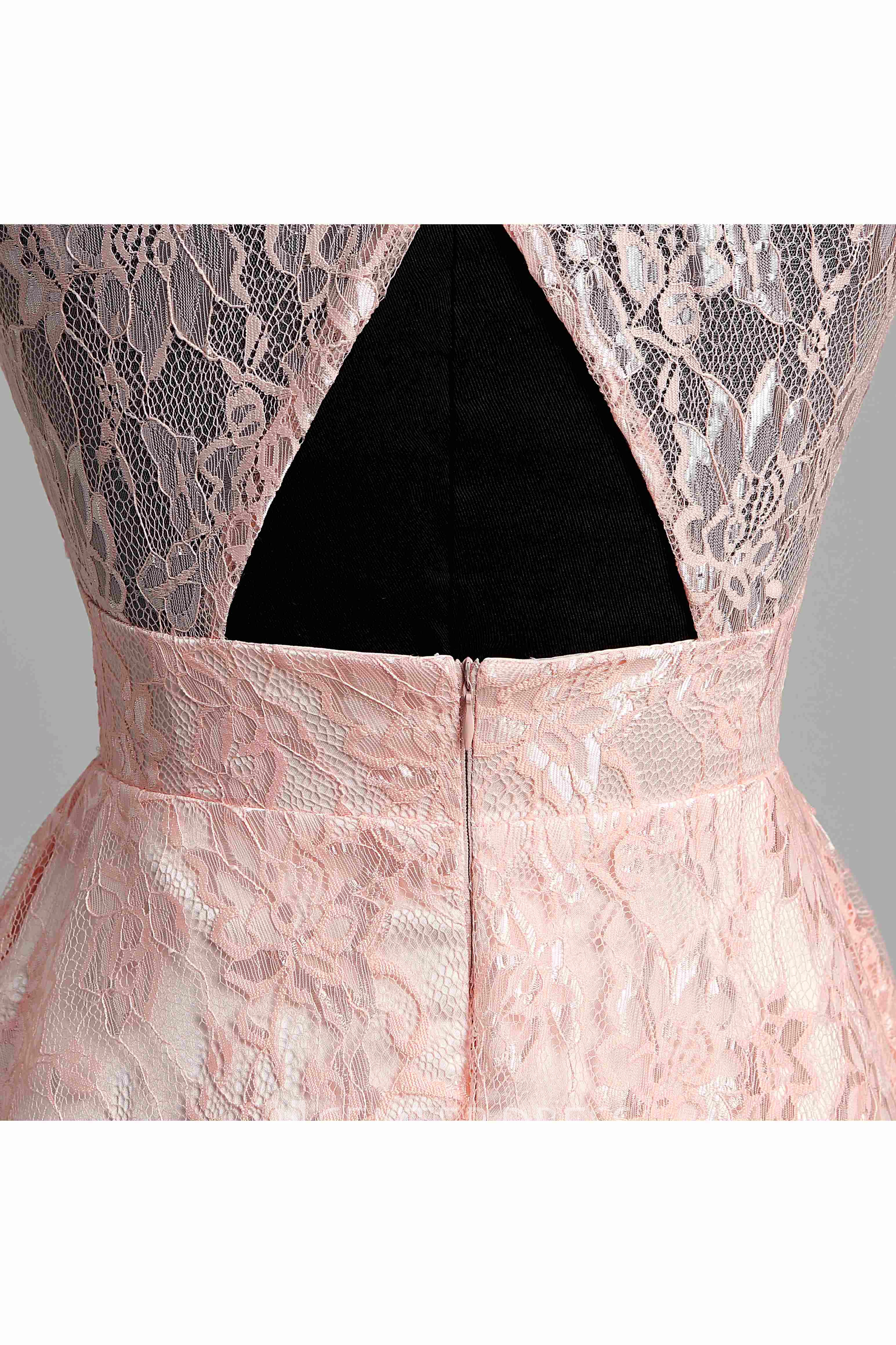 Simple Lace A-line High Neck Sleeveless Lace Dress