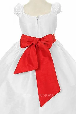 Floral Ankle-Length Tiered Bowed Flower Girl Dress With Split Front