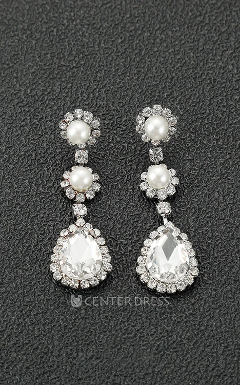 Unique Flower Shaped Rhinestone Necklace and Earrings Jewelry Set