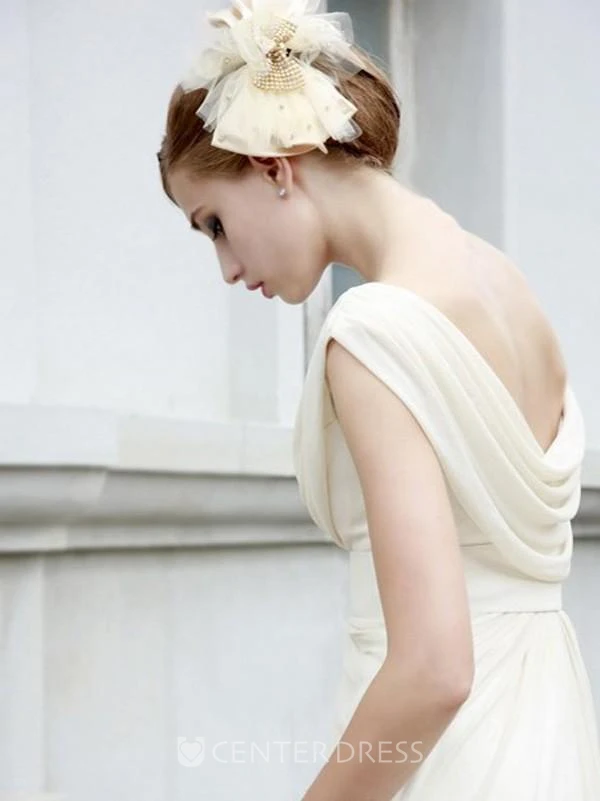 New A-line Floor-length Scoop Ruffles Sleeveless Chiffon Dress