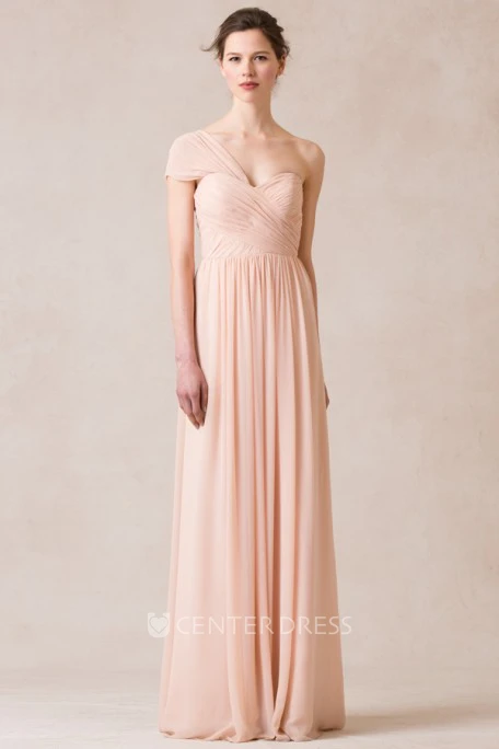 Sweetheart Criss-Cross Sleeveless Empire Chiffon Bridesmaid Dress With Straps