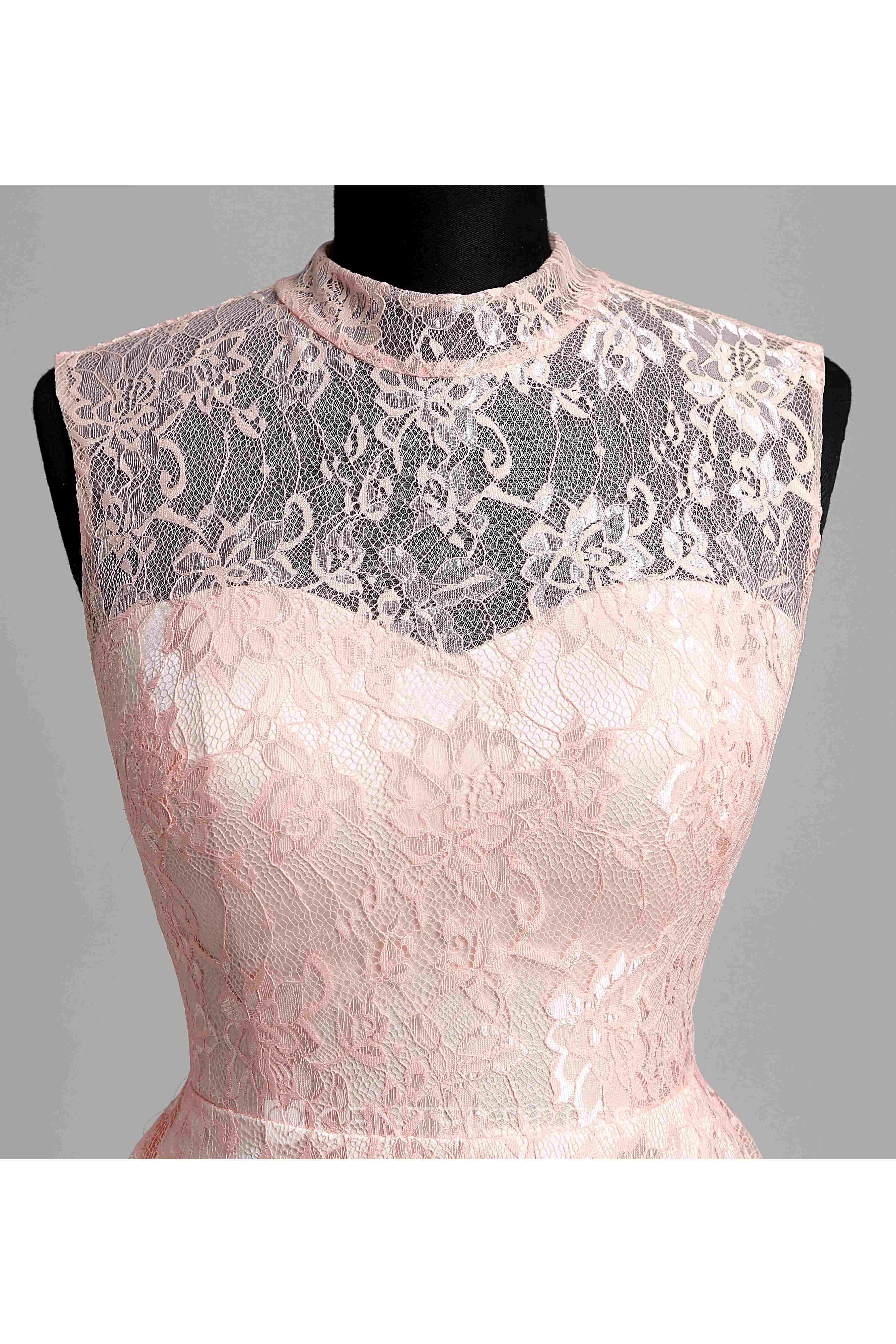 Simple Lace A-line High Neck Sleeveless Lace Dress