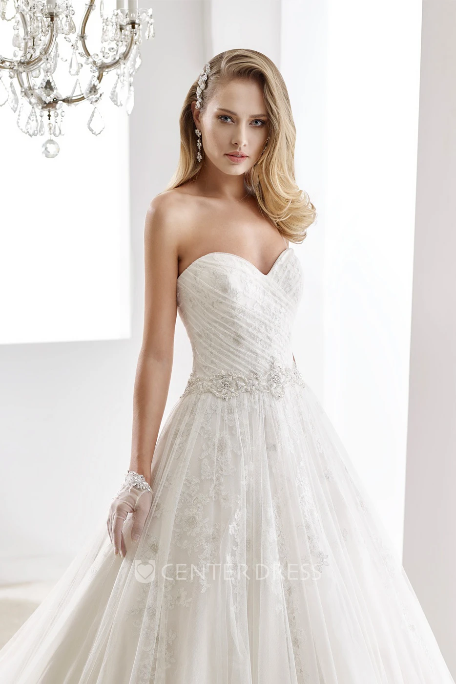 Cap sleeve Illusion Lace Wedding Gown with Open Back and Back Detachable Train 
