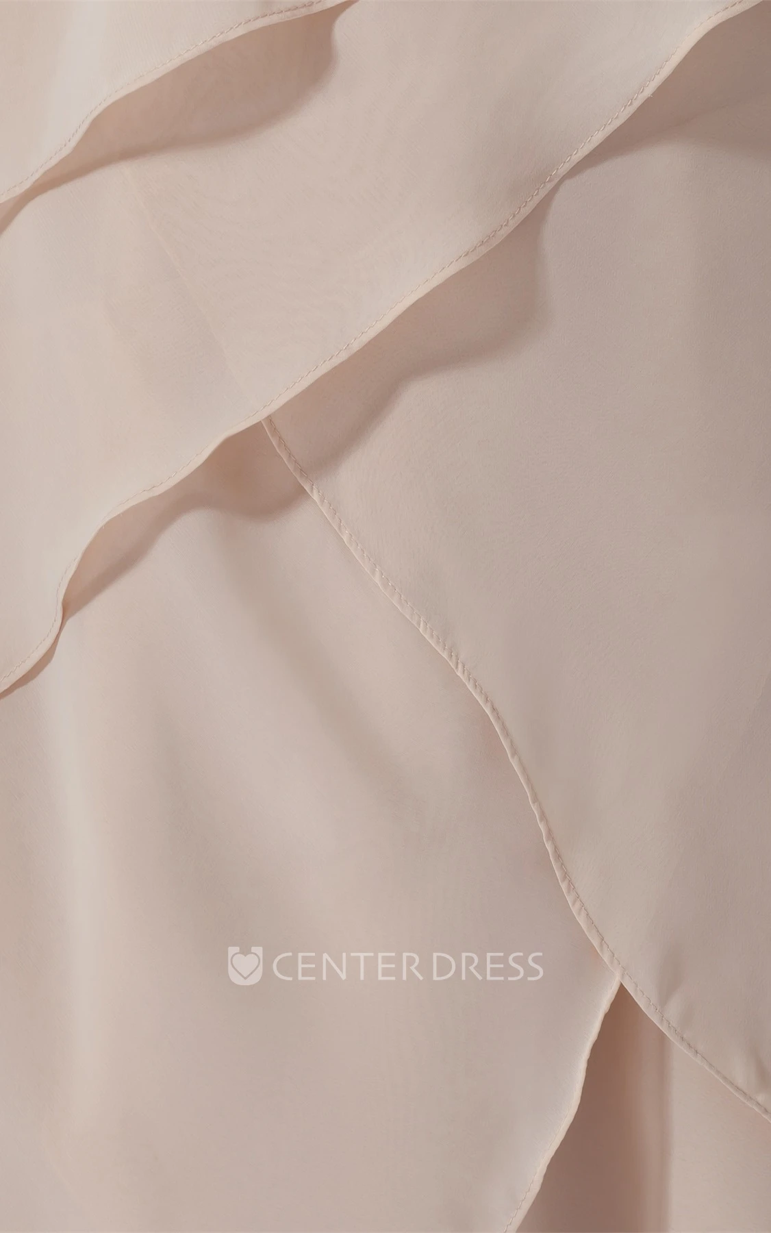 v-neck chiffon long sleeveless dress with layered design