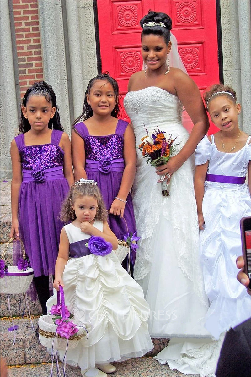 Tiered Tulle&Taffeta Flower Girl Dress