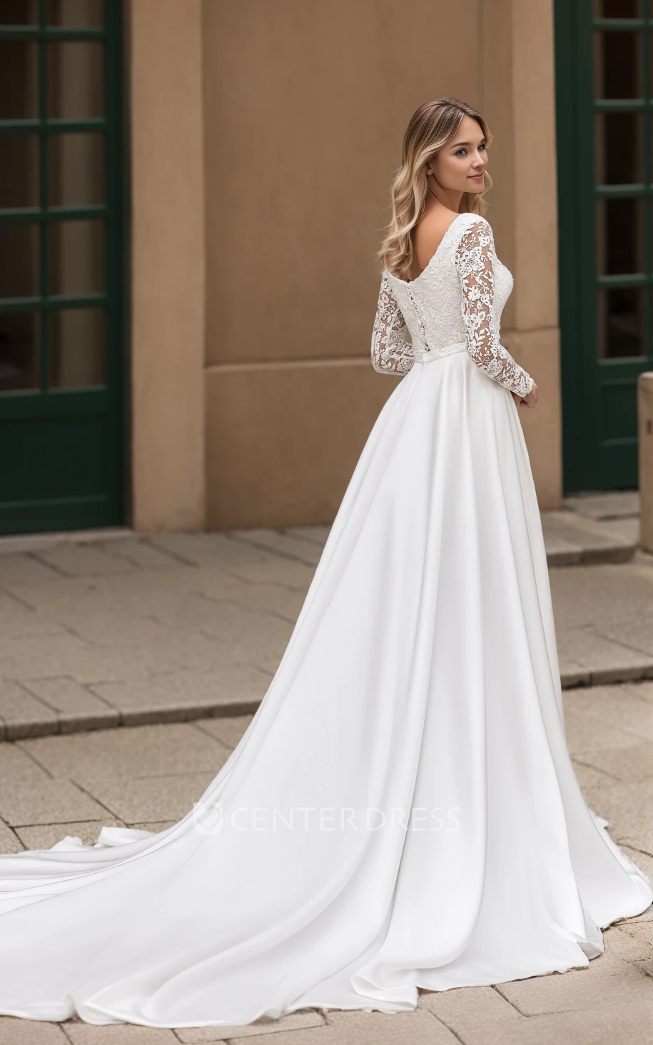 Elegant Vintage A-Line Boho Lace Detachable Train Short Winter Wedding Dress Romantic Elopement Illusion Long Sleeve Appliques Bridal Gown