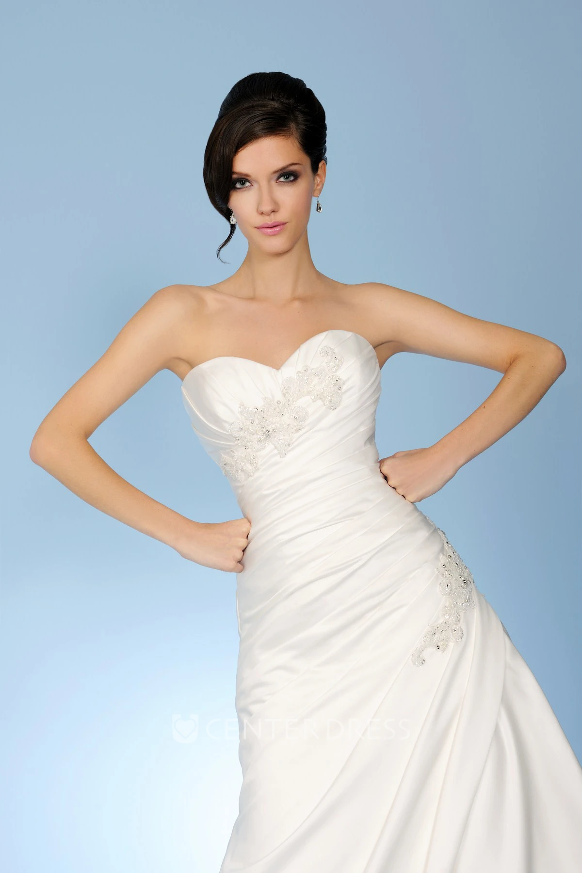 Draped Sweetheart Taffeta Wedding Dress With Beading And Lace Up