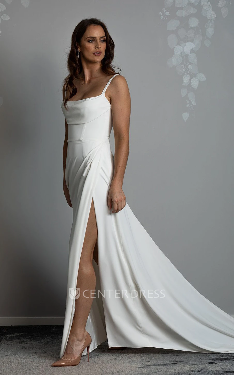 Scoop Neckline Sheath Jersey Wedding Dress with Spaghetti Straps Sheath Jersey Wedding Dress with Spaghetti Straps