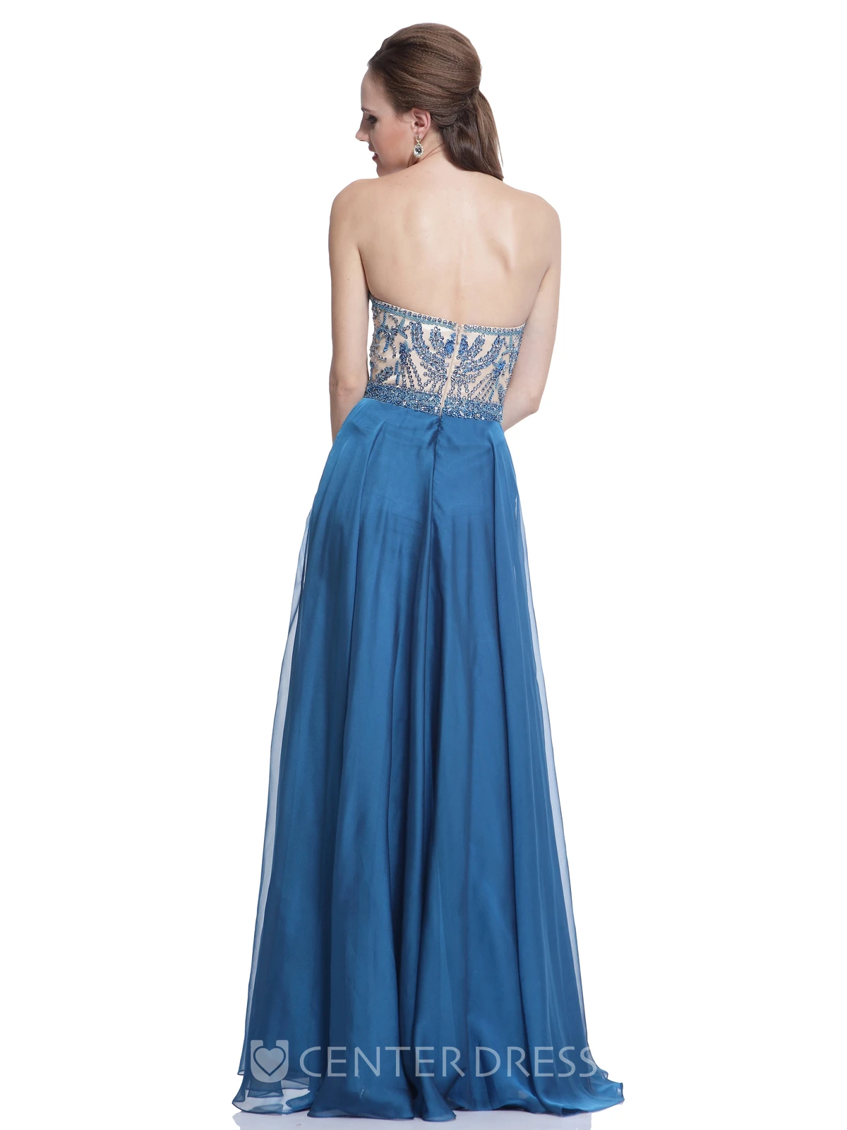 Sheath Sweetheart Sleeveless Backless Dress With Beading And Pleats