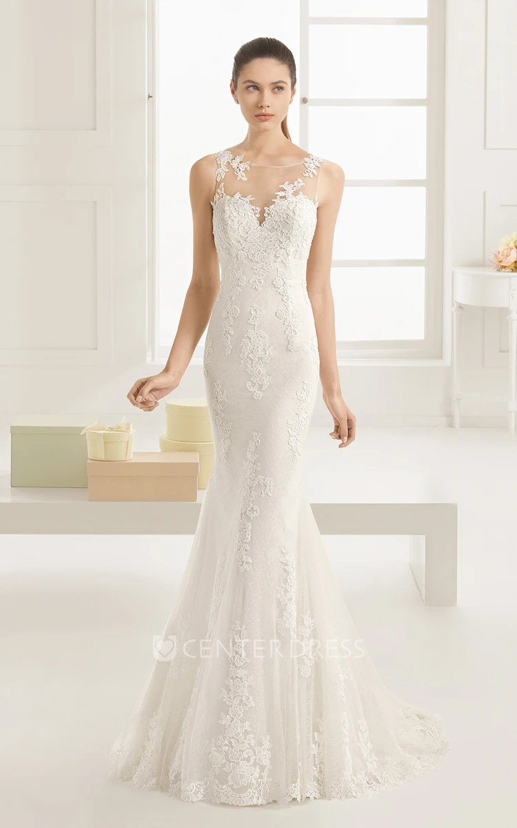 Exquisite Sleeveless Scoop Neck Mermaid Dress With Illusion Back