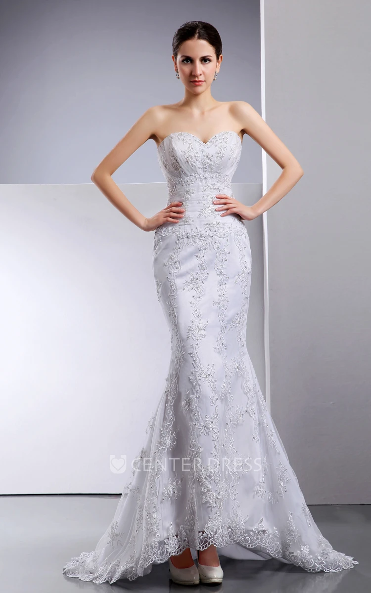 Exquisite Sweetheart Sleeveless Mermaid Lace Wedding Gown With Sequins