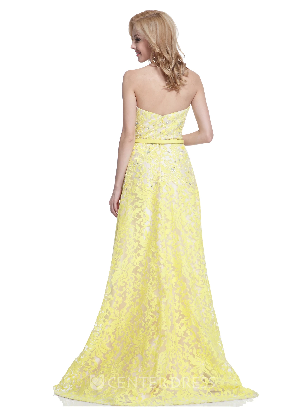 A-Line Maxi Sweetheart Sleeveless Lace Low-V Back Dress