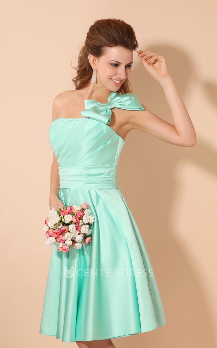 ELEGANT DRESS FOR CEREMONY FLORAL ON THE SINGLE STRAP